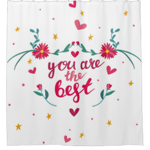 Valentine's day greeting card with hearts, flower shower curtain