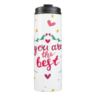 Valentine's day greeting card with hearts,  flower thermal tumbler