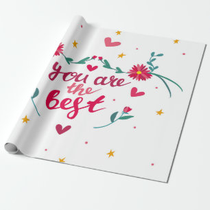 Valentine's day greeting card with hearts, flower wrapping paper