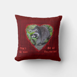 Valentine's Day Greeting - Shy Racoon Cushion