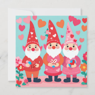 Valentine's Day Greeting with Gnomes Holiday Card