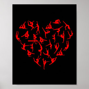 Valentines Day Gym Motivational Gymnastics Heart  Poster