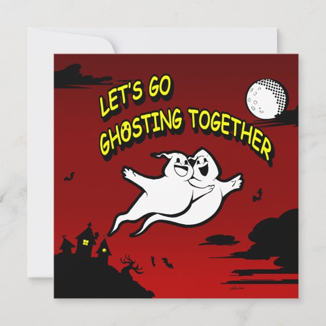 Valentine's Day Halloween Ghosting Together Invitation (Front)