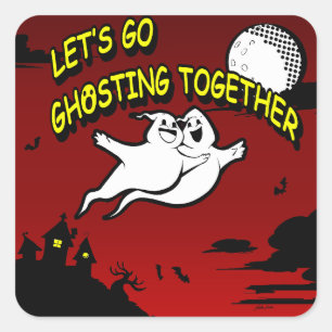 Valentine's Day Halloween Ghosting Together  Square Sticker