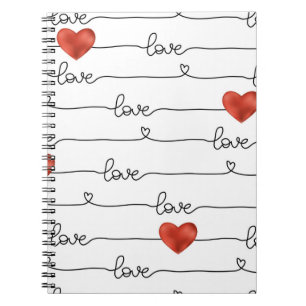 Valentine's Day hand drawn illustration pattern wi Notebook