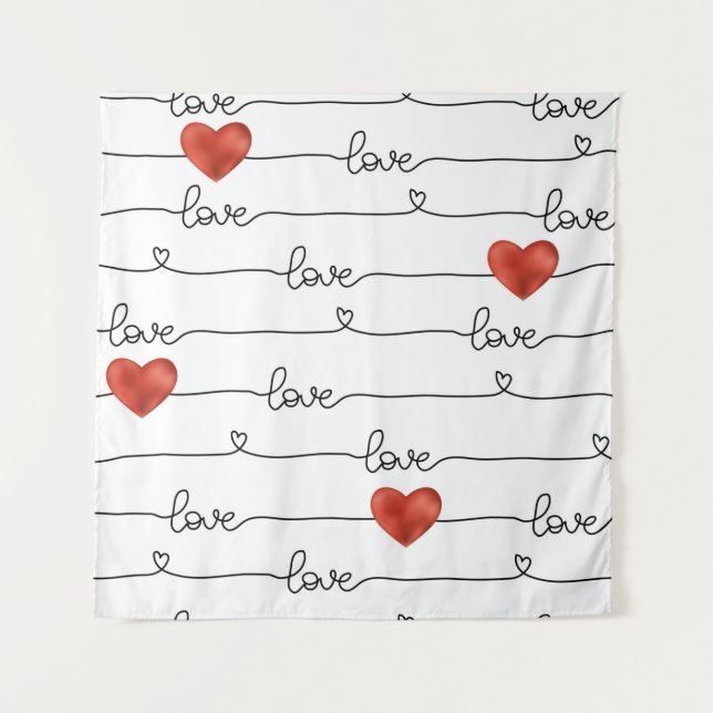 Valentine's Day hand drawn illustration pattern wi Tapestry (Front)