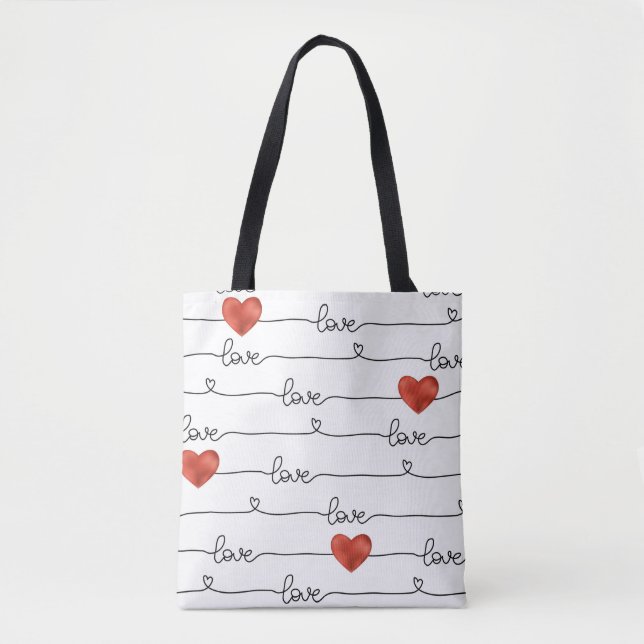 Valentine's Day hand drawn illustration pattern wi Tote Bag (Front)