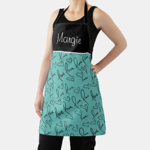 Valentines Day Hand Lettering Love Hearts Name Apron