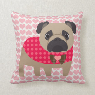 Valentines Day Handsome Pug Pillow