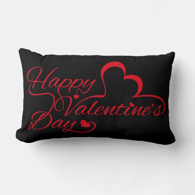 Valentine's Day "Happy Valentine's Day!" Red Lumbar Cushion (Front)