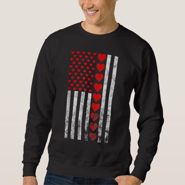 Valentines Day Heart American Flag  Lots Of Hearts Sweatshirt (Front)