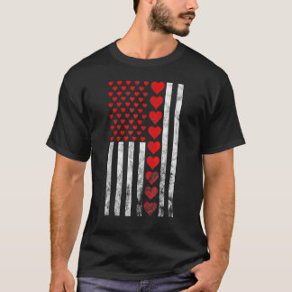 Valentines Day Heart American Flag  Lots Of Hearts T-Shirt
