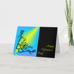 Valentine's Day - heart and butterfly on Rainbow Holiday Card