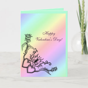 Valentine's Day  - Heart and Butterfly on Rainbow Holiday Card