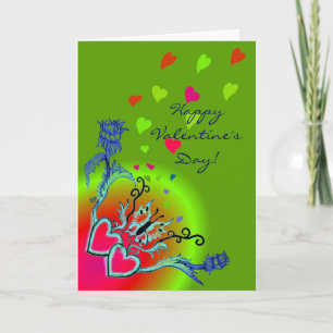 Valentine's Day - heart and butterfly on Rainbow Holiday Card