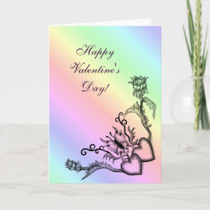 Valentine's Day  -  heart and butterfly on Rainbow Holiday Card