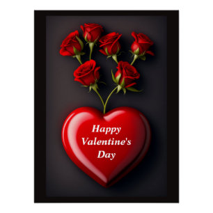 Valentine's Day heart and roses Poster