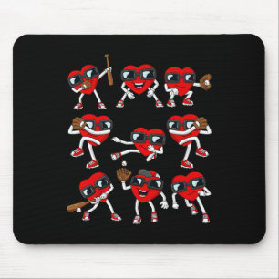 Valentines Day Heart Baseball Hitter Pitcher Fun B Mouse Pad