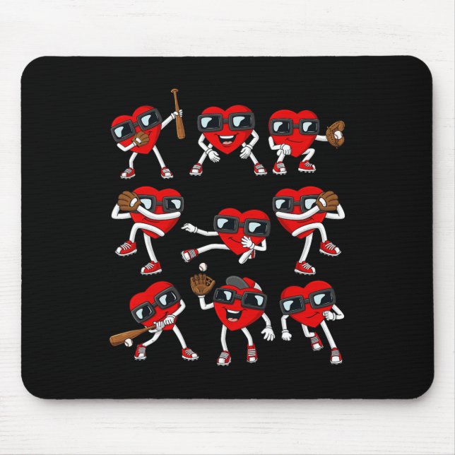 Valentines Day Heart Baseball Hitter Pitcher Fun B Mouse Pad (Front)