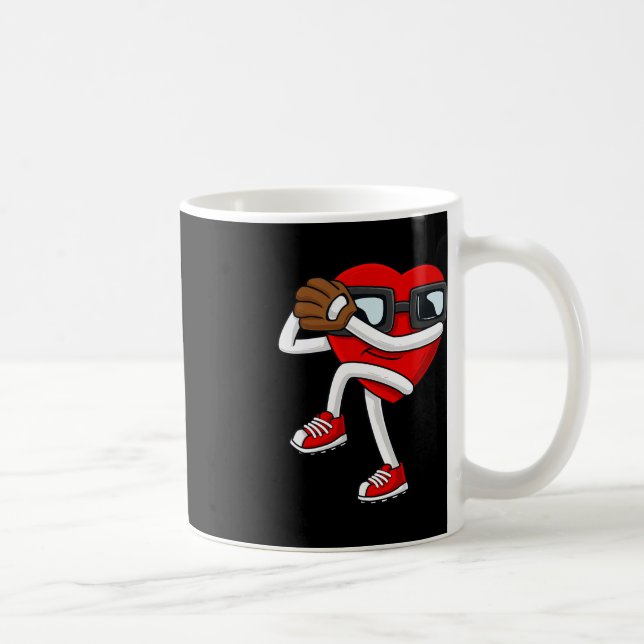 Valentines Day Heart Baseball Pitcher Fun Boys Gir Coffee Mug (Right)