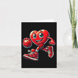Valentines Day Heart Basketball Boys Girls Kids Me Card