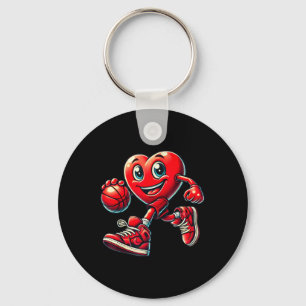 Valentines Day Heart Basketball Boys Girls Kids Me Key Ring