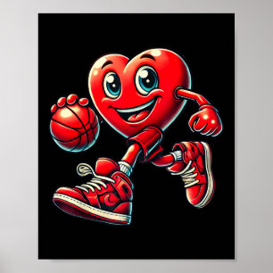 Valentines Day Heart Basketball Boys Girls Kids Me Poster