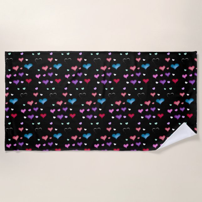 Valentine's Day heart Beach Towel (Front)