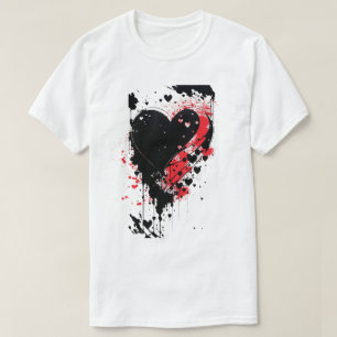 Valentines Day Heart Black and Red Holiday T-Shirt