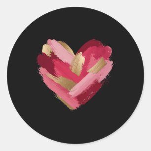 Valentines Day Heart Brushstroke Cute Girly Classic Round Sticker