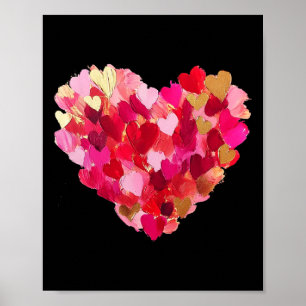 Valentines Day Heart Brushstroke Cute Girly Valent Poster