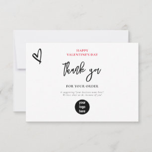 Valentine's Day Heart Business Thank You Logo Card