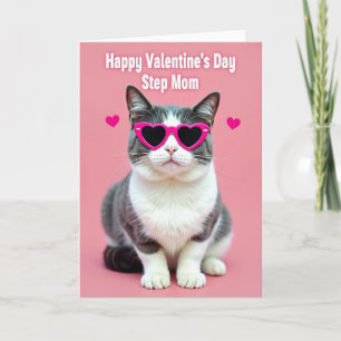 Valentines Day Heart Cat Step Mom Card
