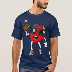 Valentines Day Heart Catching A Baseball Funny Boy T-Shirt