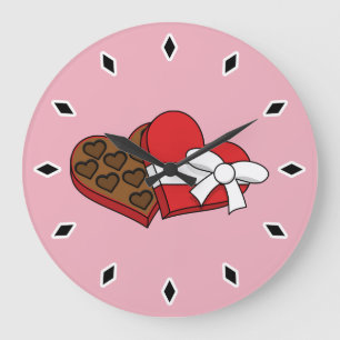Valentine's Day Heart Chocolate Box Large Clock