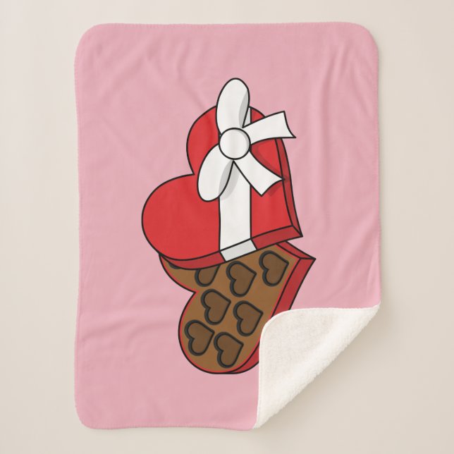 Valentine's Day Heart Chocolate Box Sherpa Blanket (Front)
