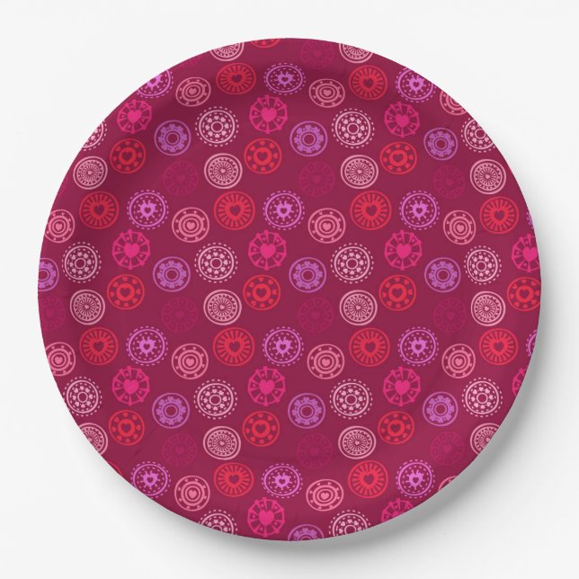 Valentine's Day Heart Circles Paper Plate (Front)