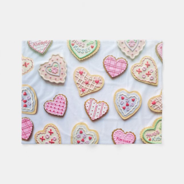 Valentine's day heart cookies   fleece blanket (Front (Horizontal))
