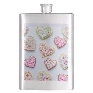 Valentine's day heart cookies      hip flask