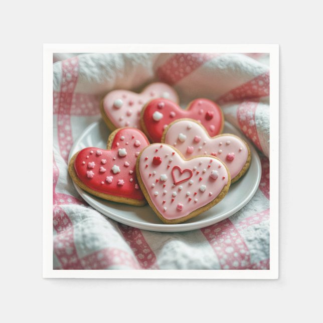 Valentine's Day Heart Cookies Napkin (Front)