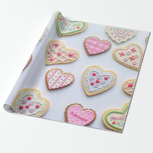 Valentine's day heart cookies wrapping paper