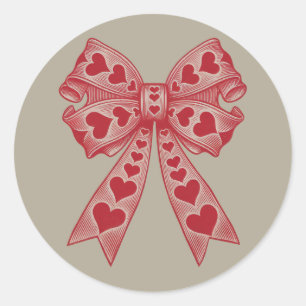 Valentine's day Heart Coquette bow Retro Valentine Classic Round Sticker
