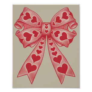 Valentine's day Heart Coquette bow Retro Valentine Photo Print