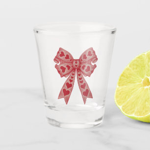 Valentine's day Heart Coquette bow Retro Valentine Shot Glass