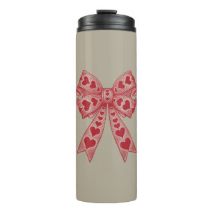 Valentine's day Heart Coquette bow Retro Valentine Thermal Tumbler
