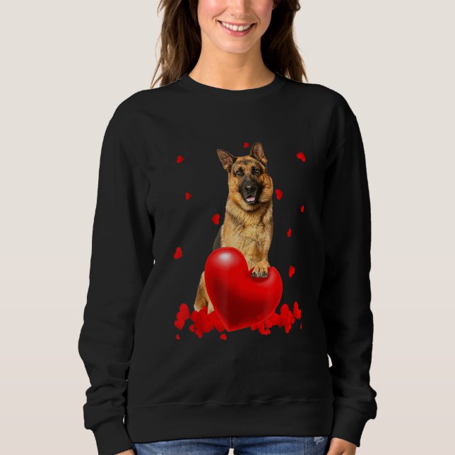 Valentine's Day Heart Couple German Shepherd Dog P Sweatshirt (Front)