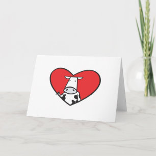Valentines Day Heart Cow Holiday Card