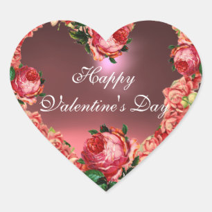 VALENTINE'S DAY HEART CROWN WITH PINK ROSES STICKER