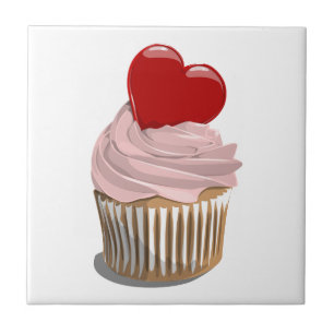 Valentine's Day heart cupcake tile