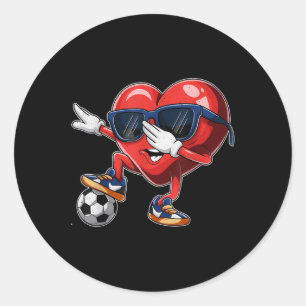 Valentines Day Heart Dabbing Heart Player Soccer B Classic Round Sticker